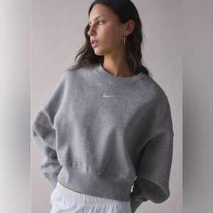 NWT Nike Phoenix Fleece Over-Oversized Crew-Neck Pullover Sweatshirt- S Gray